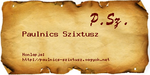 Paulnics Szixtusz névjegykártya